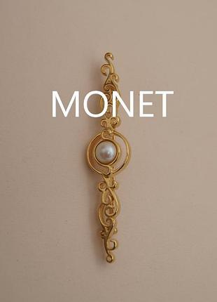 Брошка планка вінтаж monet під золото вікторіанський стиль