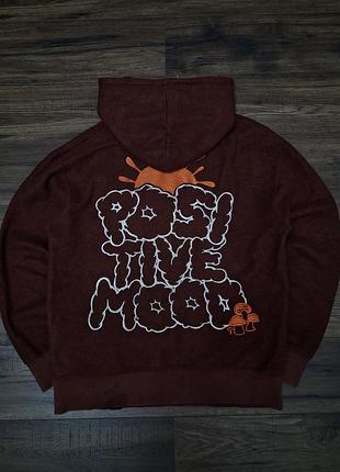 Коричневе тепле худі pull&bear stwd з вишивкою positive mood