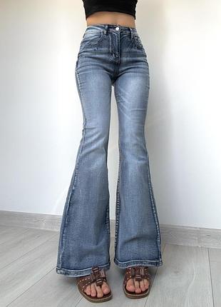 Джинсы голубые синие 36 s 38 m flared bootcut клеш высокая талия посадка 2000s ретро винтаж vintage