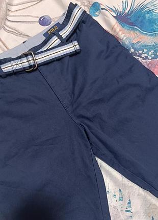 Темно-синие хлопковые чинос-шорты бренда polo ralph lauren с ремнем на мальчика 12-14 лет