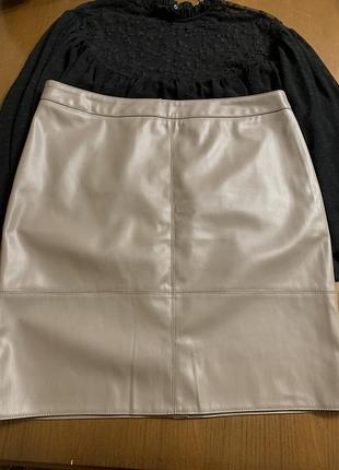 Міні-спідниця mohito екошкіра сіро-бежева тауп 44 (xl)