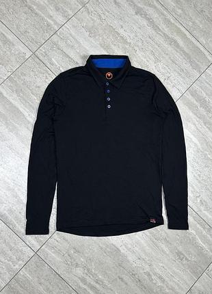 Isobaa men size m black long sleeve merino wool collared top casual sport smart кофта світер меріно