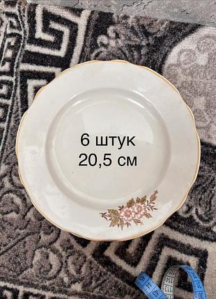 Винтажная тарелка с цветочным рисунком набор 6 штук 20,5 см с волнистыми краями