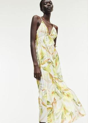 Легкий ярусный максиссарафан h&amp;m в тропический принт, размер xl