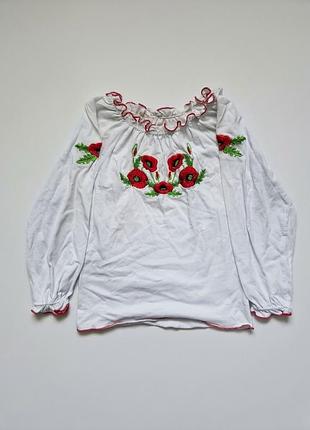 Вышиванка белая с красной вышивкой для девочки