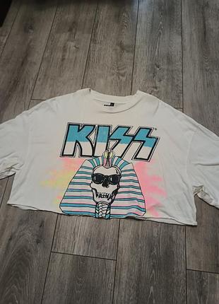 Кроп топ футболка h&amp;m divided kiss, размер m. в идеале