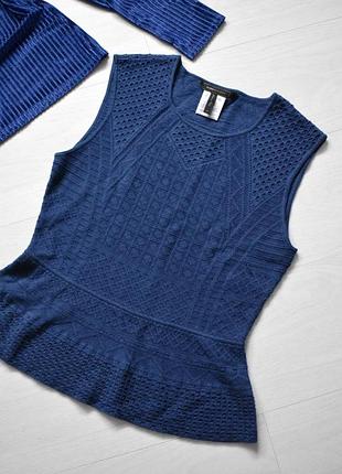 Невероятный вязаный топ блуза с баской 55% шелк 45% хлопок bcbg maxazria