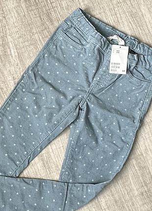 Брюки для дівчинки h&m вельветові блакитно-сірі
