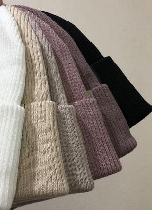 Шапка на девочку рубчик стиль zara пудра 2