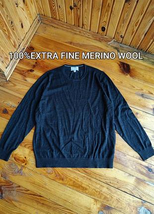 Мужской джемпер autograph m&amp;s из 100% мериносовой шерсти (extra fine merino wool, размер 2xl / 3xl) серый графитовый