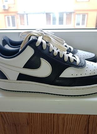 Шкіряні кросівки кеди nike court vision low black/white (оригінал)