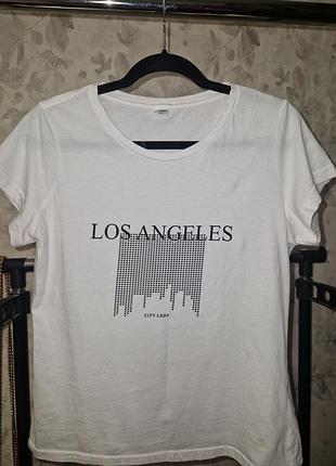 Жіноча біла футболка з принтом los angeles city lady