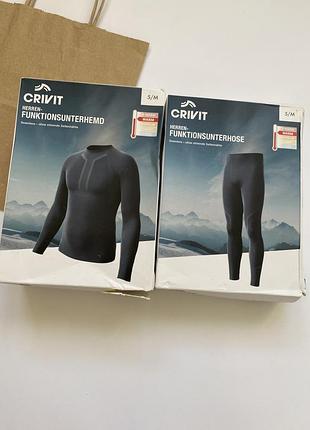 Комплект мужского термобелья crivit (термокофта и термоштаны), размер m (5), бесшовное зональное термобелье для спорта и зимы, германия