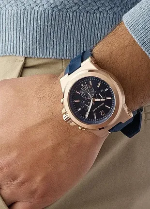 Чоловічий годинник michael kors dylan mk8184 золотистий із синім ремінцем