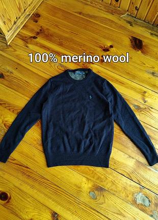 Мужской брендовый свитер / джемпер polo ralph lauren (100% шерсть мериноса, размер s / 170/92a)