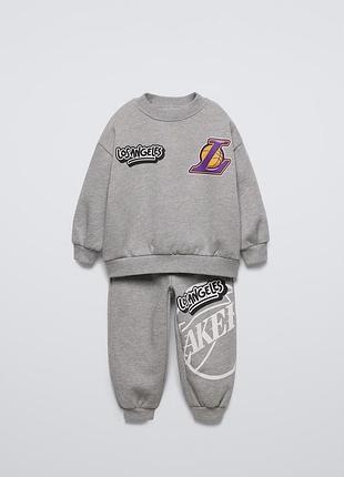 Спортивний костюм дитячий zara сірий los angeles lakers