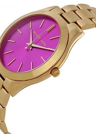 Жіночий годинник michael kors золотистий з циферблатом кольору фуксія