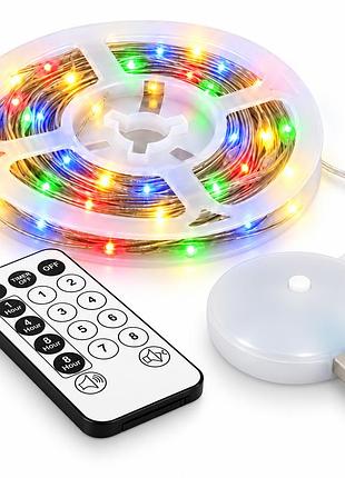 Гирлянда светодиодная нить 10 м 100 led rgb мультицвет usb с пультом, музыкальная, 8 режимов d-50x