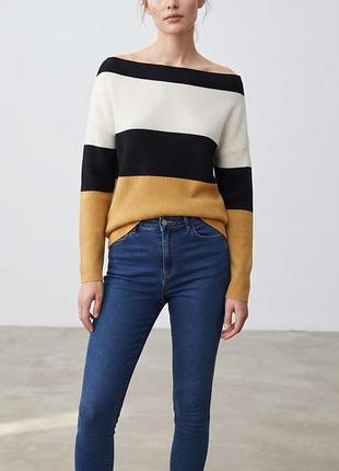 Жіночий светр in the style xs oversize | з відкритими плечима, триколірний color block