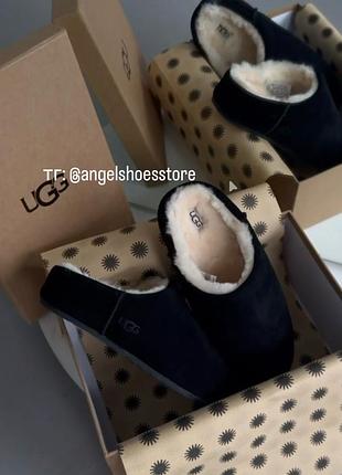Угги / угги elea slip-on черные из натуральной замши и меха