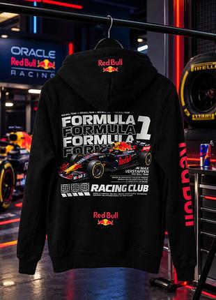 Худі red bull racing formula 1 з принтом болю макса ферстапена | чорне худі формула 1 l