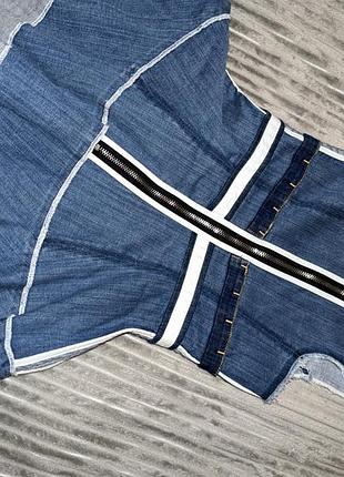 Сарафан джинсовий синій з білими вставками dsquared