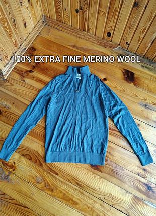 Мужской джемпер autograph m&amp;s на молнии из 100% мериносовой шерсти (extra fine merino wool, s / teal green)