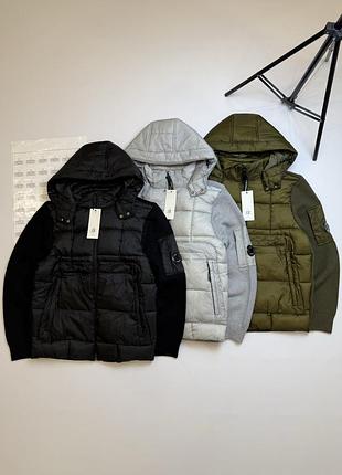 C.p. company mixed knit hooded down jacket / cp company в'язаний утеплений кардиган пуховик / вязаний кардіган куртка сп компані