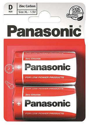 Батарейка "panasonic" /r-20/2bl/779/ солевая, 1,5v, бочонок. 61,5*34,2мм красная (2/24)