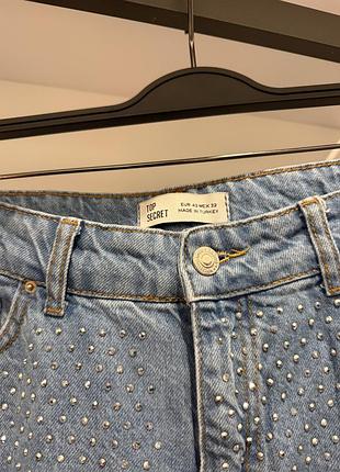 Джинси жіночі pull&bear блакитні зі стразами 2