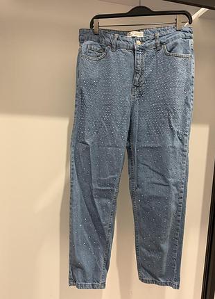Джинси жіночі pull&bear блакитні зі стразами