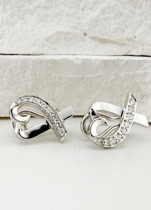 Сережки жіночі tiffany біле золото діаманти серце