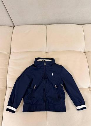 Дитяча куртка polo ralph lauren вітровкана 2-3 роки зріст 100см темно-синя куртка для хлопчика на блискавці