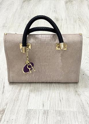 Сумка жіноча christian dior бежева замшева з короткими ручками