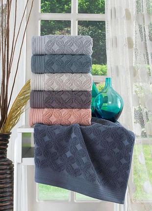 Рушники жакардові для обличчя cestepe lux cotton 50 на 90 см в упаковці 6 штук bella