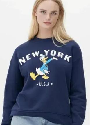 Женский свитшот disney с принтом дональда козырька и надпись «new york u.s.a.».
