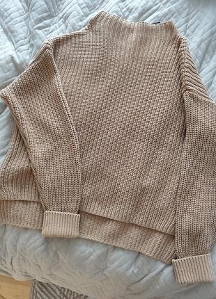 Жіночий в’язаний светр selected femme selma oversize m бежевий