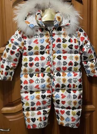 Комбинезон пуховый детский 🇮🇹 италия moschino p.s(3-6м)