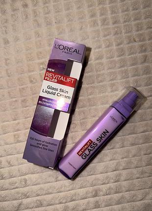Крем для надання сяяння шкірі обличчя  l'oreal paris revitalift filler glass skin liquid cream