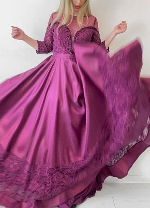 Фіолетова сукня з мереживом 7