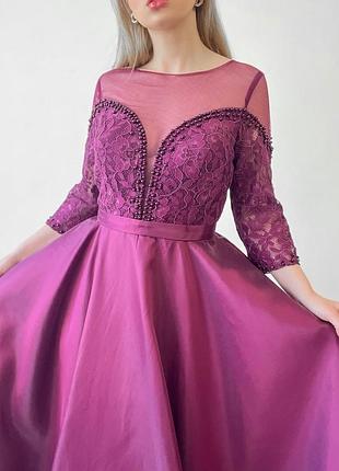 Фіолетова сукня з мереживом 4