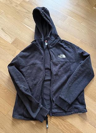 Кофта the north face чорна на змійці з капюшоном
