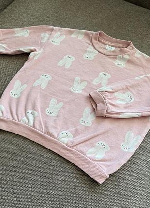 Дитячий світшот толстовка для дівчинки h&m з зайчиками розмір 86 см / 12–18 міс