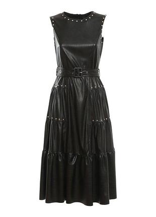 Довга чорна сукня pinko з екошкіри, чорне довге плаття pinko, it38, xs-s