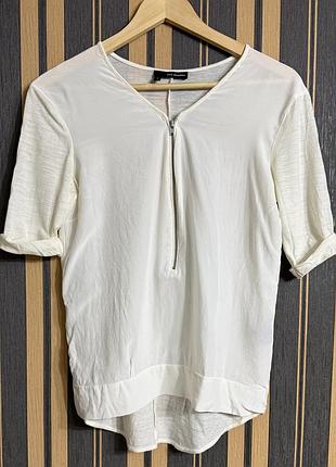 The kooples s шелк шерсть молочная блуза с коротким рукавом футболка