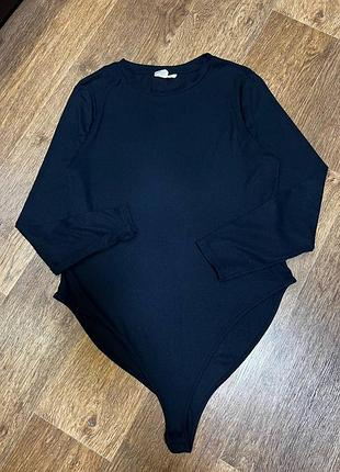 Стильное черное боди в рубчик primark 2