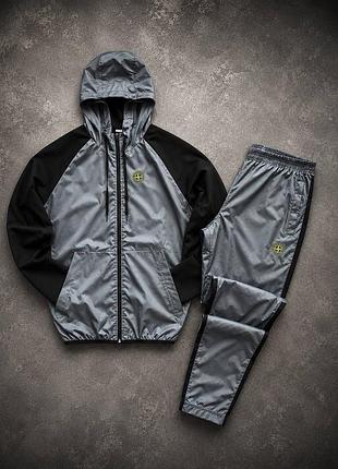 Спортивний костюм stone island чоловічий з плащівки та дайвінгу