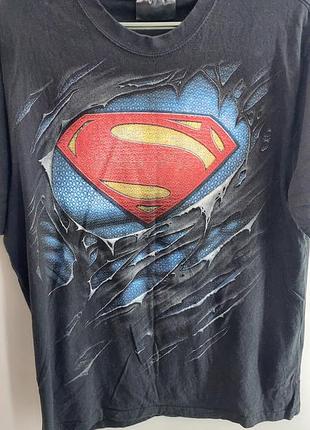 Футболка superman чорна з принтом логотипу