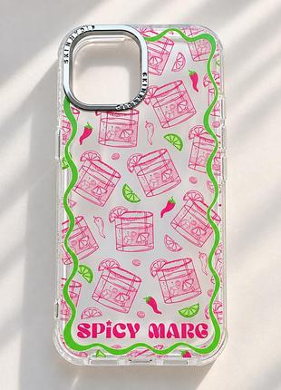Фирменный чехол на iphone 15 spicy marg apple айфон прозрачный с ярким принтом защитный силиконовый кейс skinnydip противоударный бампер