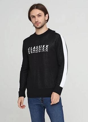 Светр чоловічий h&m чорний з білим написом розмір l